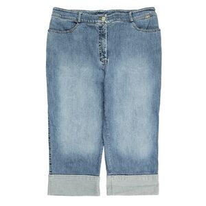St. John Sport Marie Gray Rolled Cuff Capri Jeans Faded Look Beachy